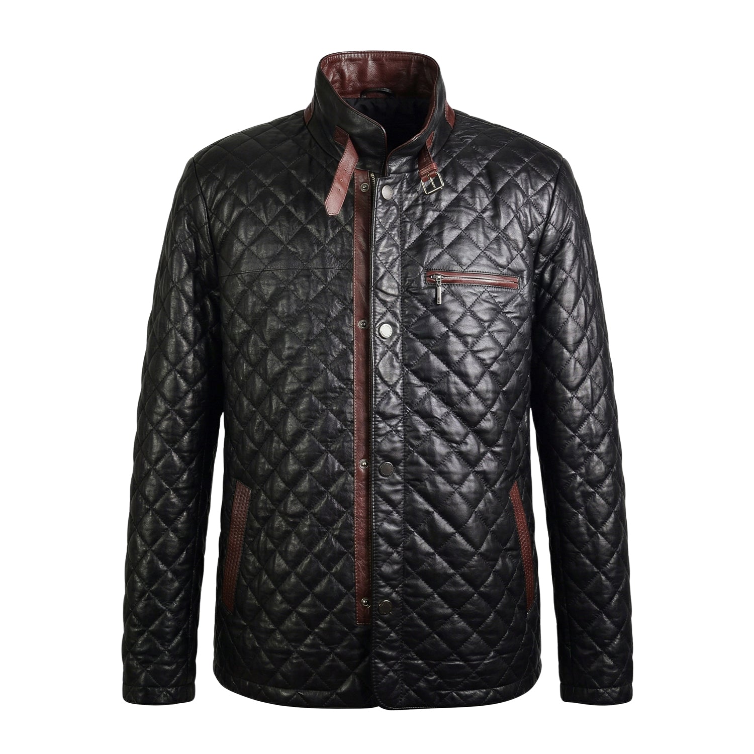 Men's Biker Quilted Design Black Leather Jacket