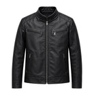 Men's Biker Ribbed Cuffs Black Premium Leather Jacket