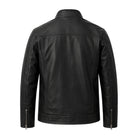 Men's Biker Ribbed Cuffs Black Premium Leather Jacket (Back)