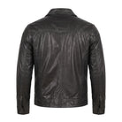 Men's Biker Ribbed Cuffs Premium Leather Jacket (Back)