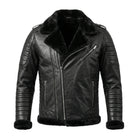 Men's Biker Shearling Lined Black Shearling Jacket