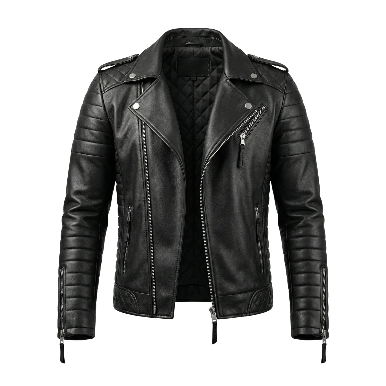 Men's Biker Slim Fit Black Leather Jacket