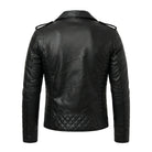 Men's Biker Slim Fit Black Leather Jacket (Back)