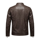 Men's Biker Slim Fit Brown Leather Jacket (Back)