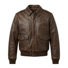 Men's Bomber Distressed Finish Brown Leather Jacket