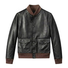 Men's Bomber Front Pockets Leather Jacket
