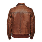 Men's Bomber Quilted Lining Brown Leather Jacket (Back)