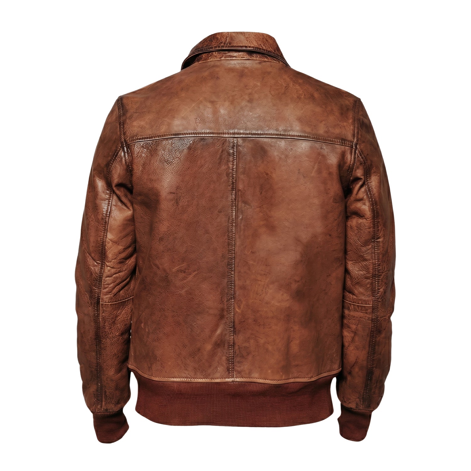 Men's Bomber Quilted Lining Brown Leather Jacket (Back)