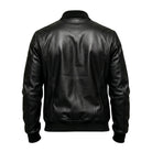 Men's Bomber Ribbed Cuffs Premium Leather Jacket (Back)