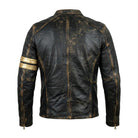 Men's Cafe Racer Distressed Finish Black Leather Jacket (Back)