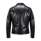 Men's Cafe Racer Golden Zip Black Leather Jacket (Back)
