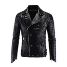 Men's Cafe Racer Ribbed Cuffs Black Faux Leather Jacket