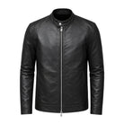 Men's Cafe Racer Ribbed Cuffs Premium Black Leather Jacket