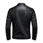 Men's Cafe Racer Ribbed Cuffs Premium Black Leather Jacket (Back)