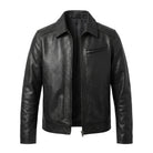 Men's Cafe Racer Ribbed Cuffs Premium Leather Jacket