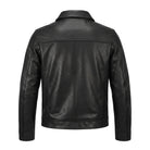 Men's Cafe Racer Ribbed Cuffs Premium Leather Jacket (Back)