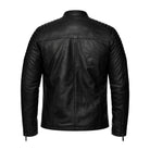 Men's Cafe Racer Ribbed Cuffs Sheepskin Leather Jacket (Back)