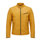Men's Cafe Racer Ribbed Cuffs Vintage Leather Jacket