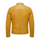 Men's Cafe Racer Ribbed Cuffs Vintage Leather Jacket (Back)