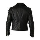 Men's Cafe Racer Snap-button Collar Leather Jacket (Back)
