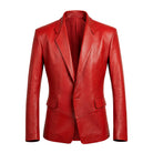 Men's Casual Handcrafted leather Red Leather Blazer