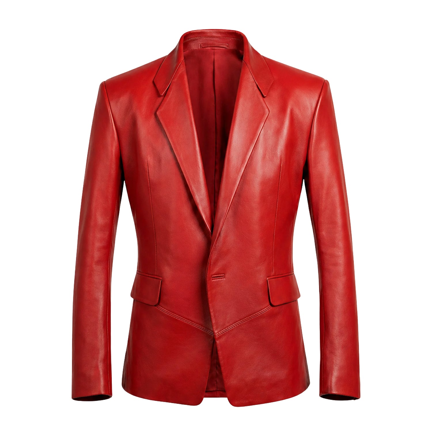 Men's Casual Handcrafted leather Red Leather Blazer