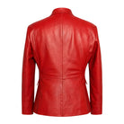 Men's Casual Handcrafted leather Red Leather Blazer (Back)