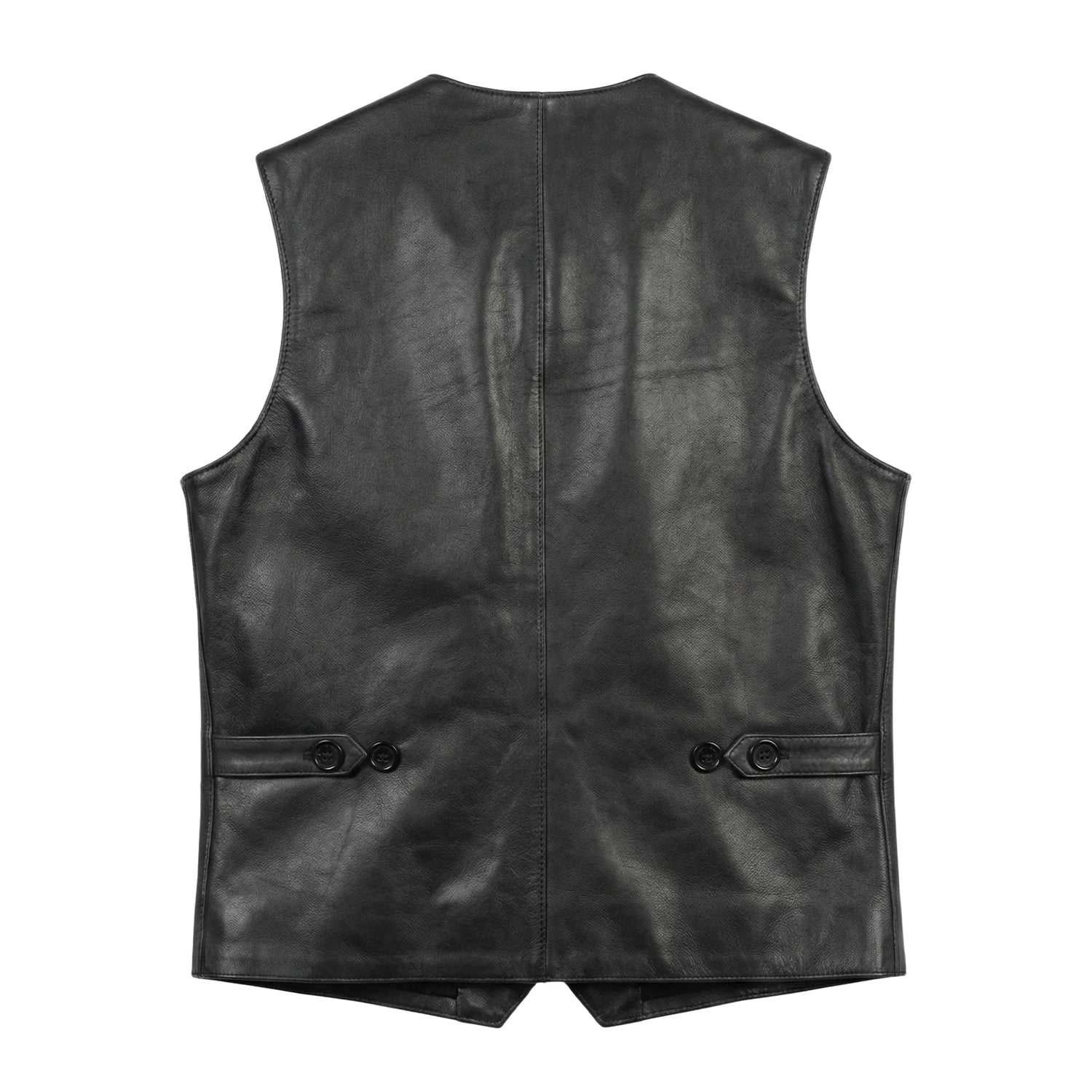 Men's Classic Auden Black Leather Vest (Back)