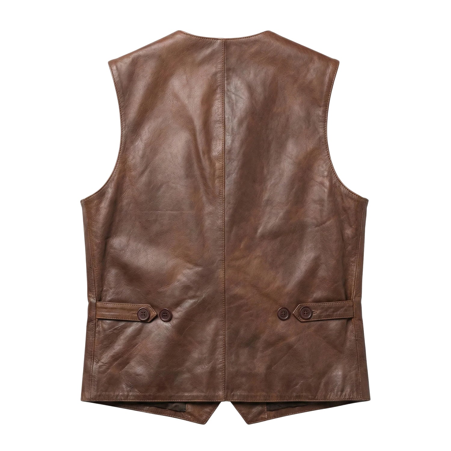 Men's Classic Auden Brown Leather Vest (Back)