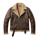 Men's Coat Distressed Leather Brown Shearling Jacket