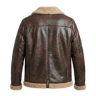 Men's Coat Distressed Leather Brown Shearling Jacket (Back)