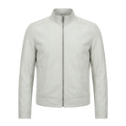 Men's Coat Lightweight Design White Leather Jacket