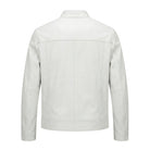 Men's Coat Lightweight Design White Leather Jacket (Back)