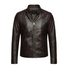 Men's Coat Minimalist Design Dark Brown Leather Jacket
