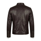Men's Coat Minimalist Design Dark Brown Leather Jacket (Back)