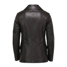 Men's Double Breasted Tailored Fit Black Trench Coat (Back)