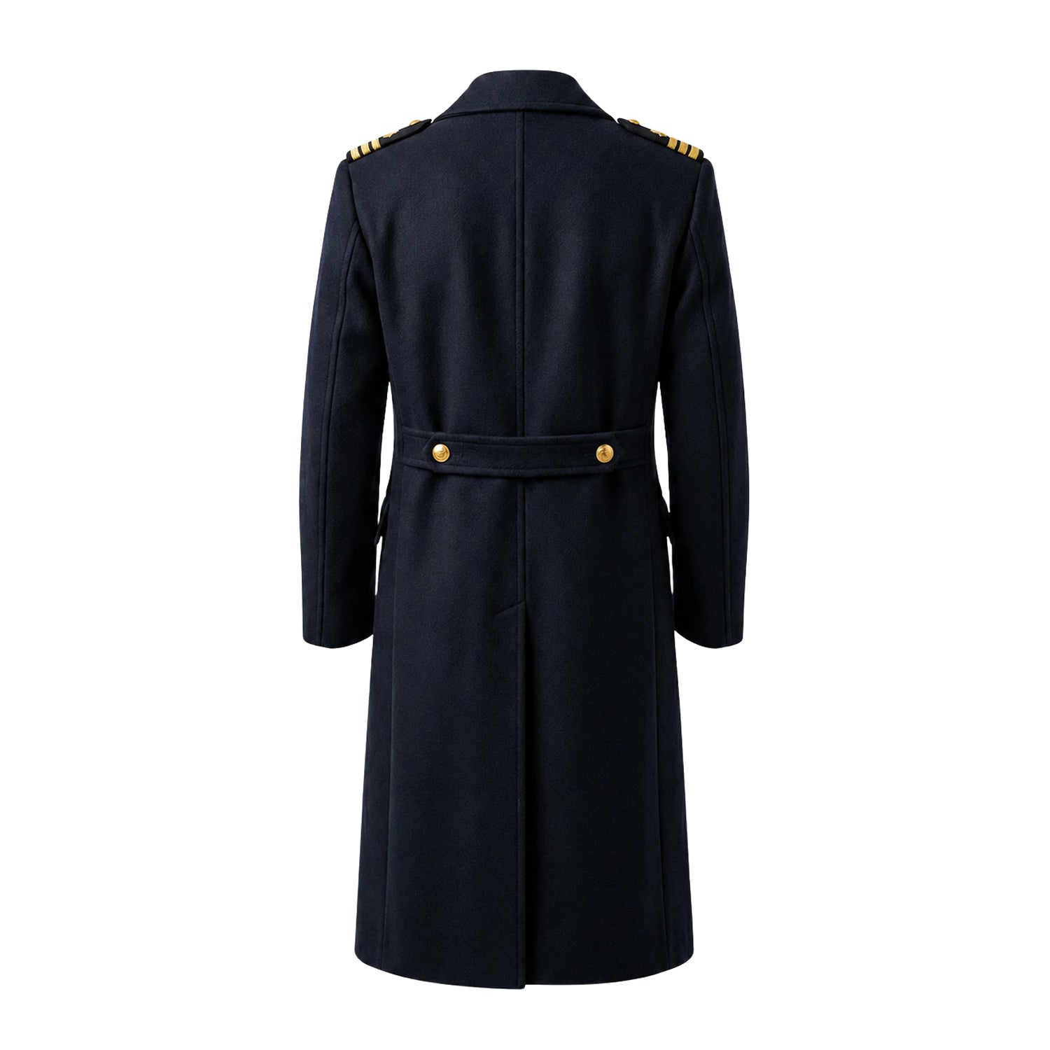 Men's Double Breasted US Navy Inspired Navy Trench Coat (Back)