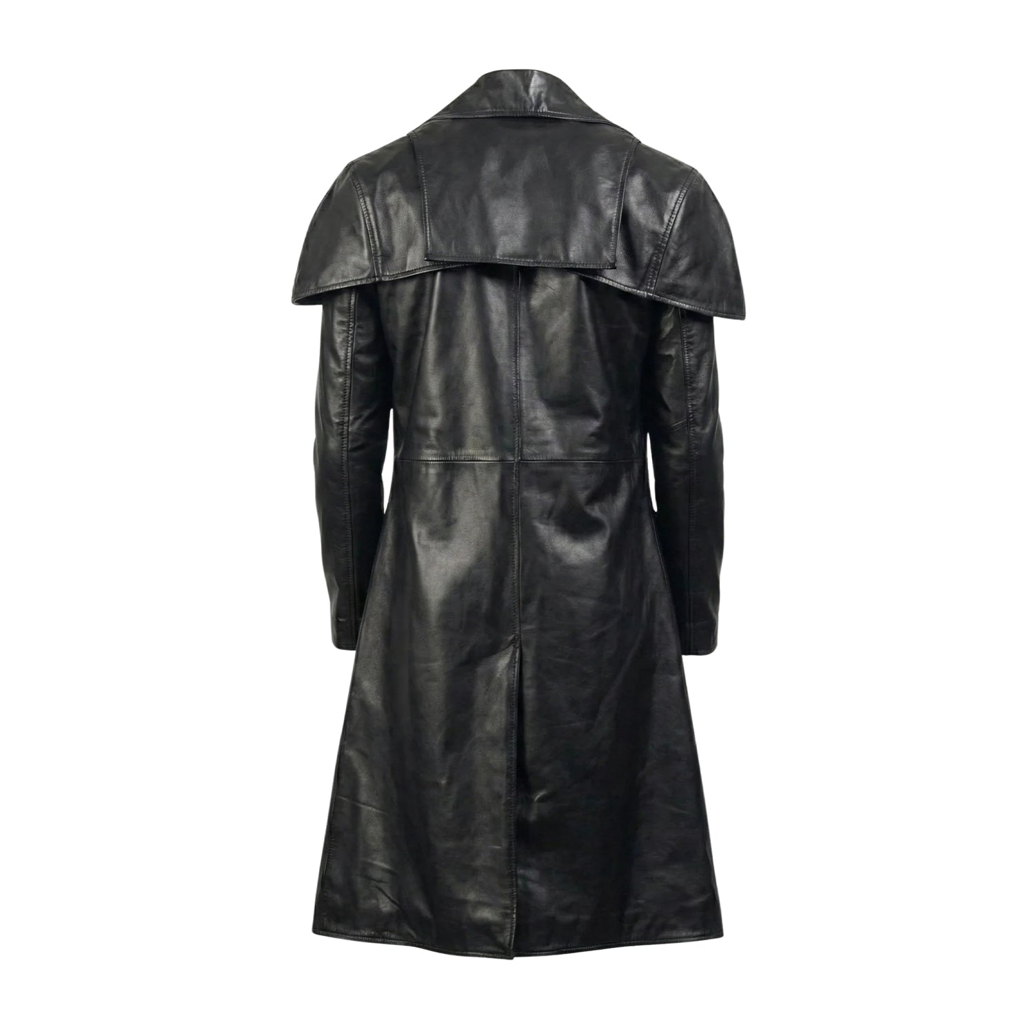 Men's Duster Full-Length Duster Black Trench Coat (Back)