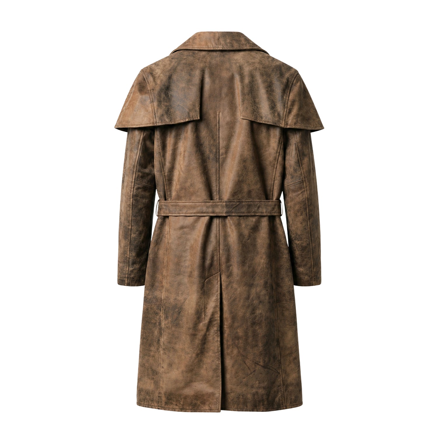 Men's Duster Full-Length Duster Brown Trench Coat (Back)
