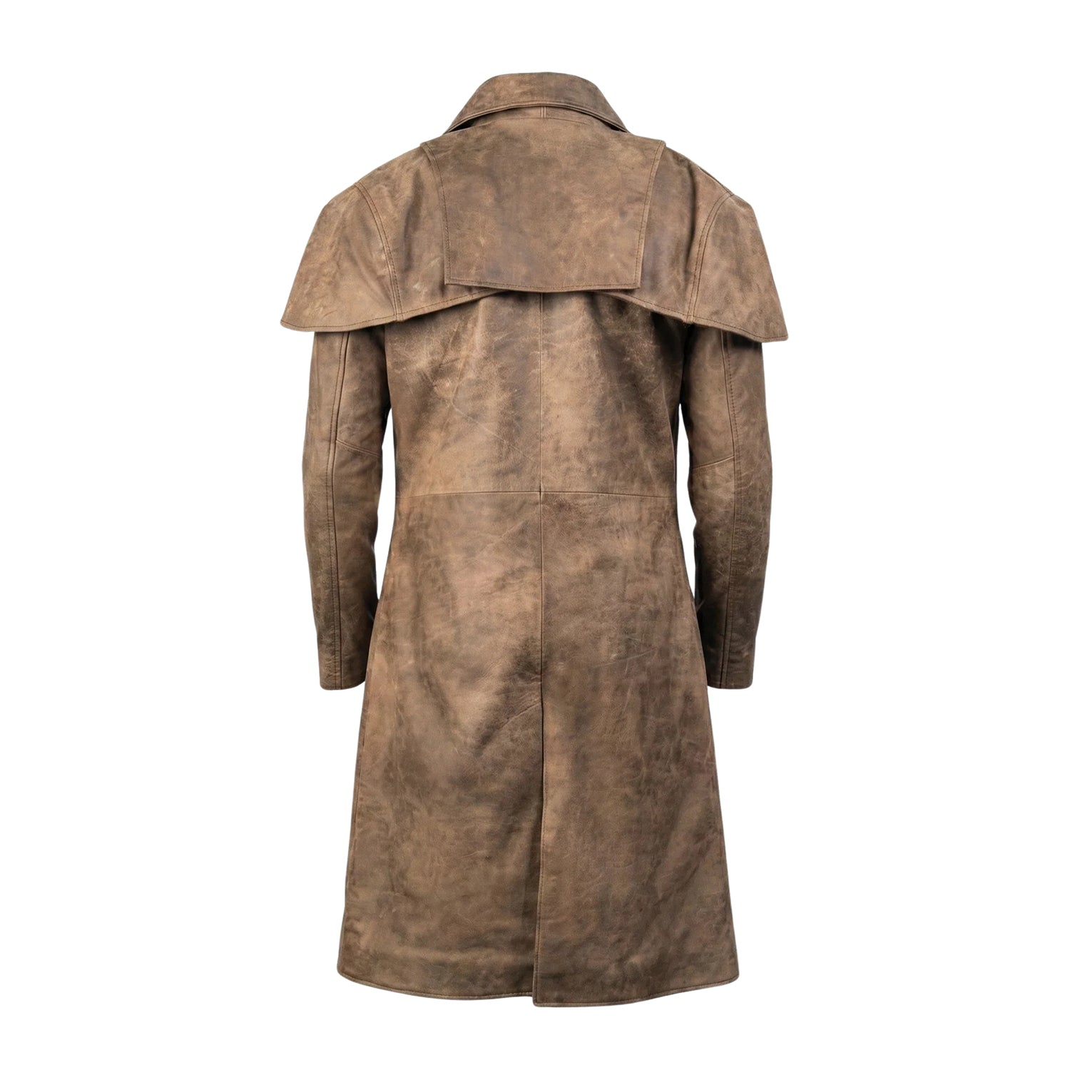 Men's Duster Vintage Finish Brown Trench Coat (Back)