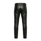 Men's Flap Closure Black Leather Pants (Back)