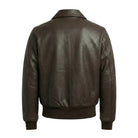 Men's Flight Ribbed Knit Cuffs brown Leather Jacket (Back)