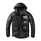 Men's Hooded Detachable Hood Black Puffer Jacket