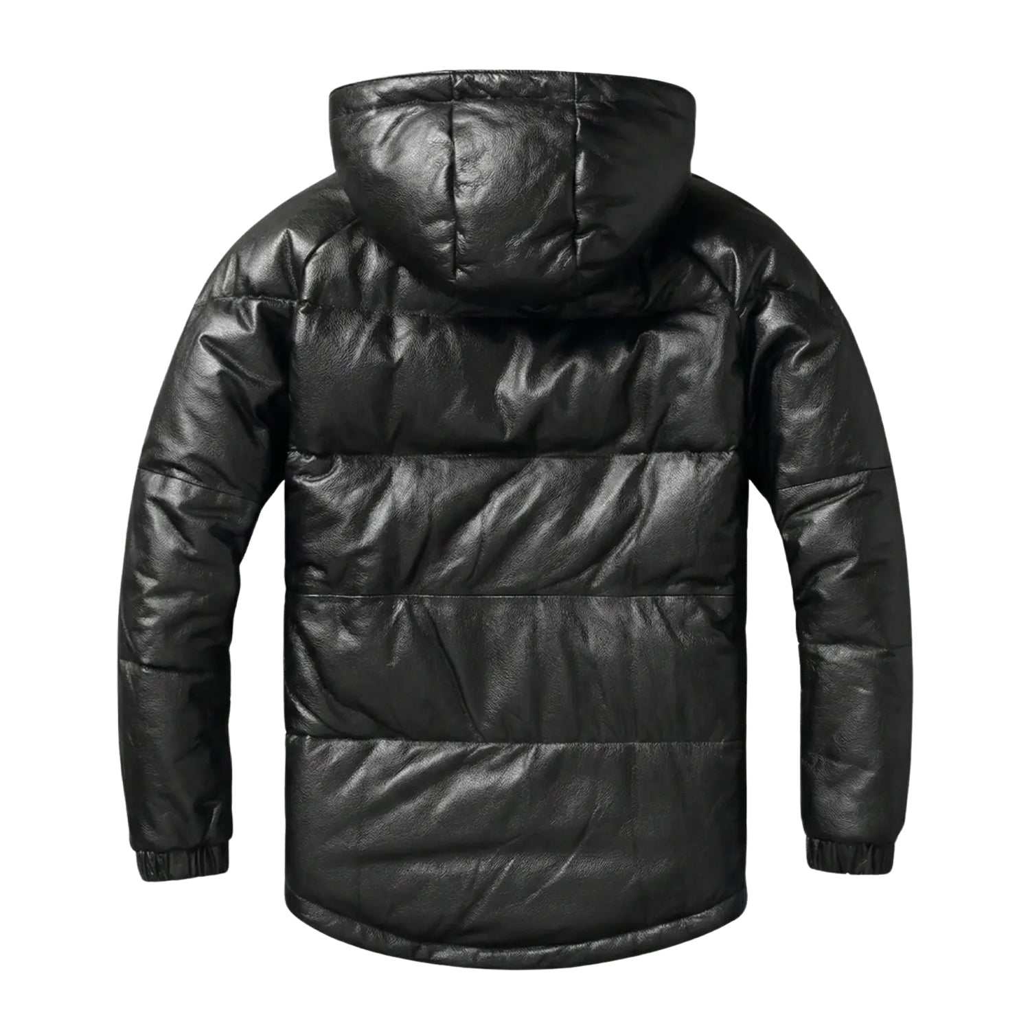 Men's Hooded Detachable Hood Black Puffer Jacket (Back)