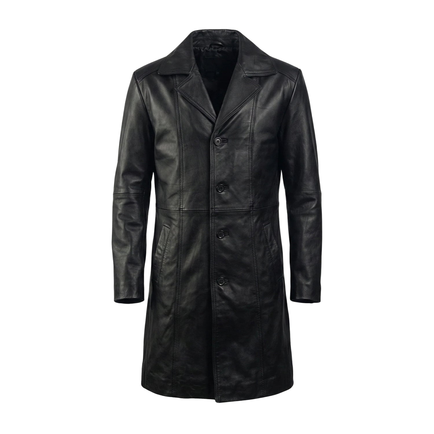 Men's Long Full-Length Design Black Trench Coat