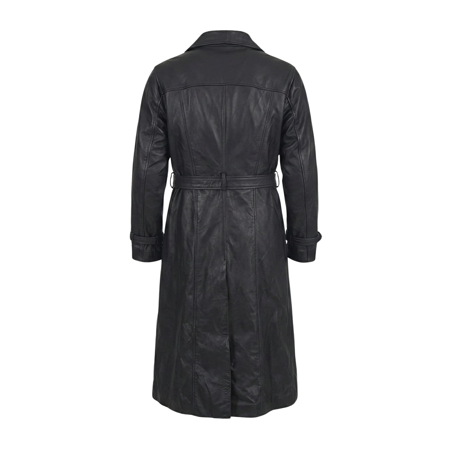 Men's Long Tailored Fit Black Trench Coat (Back)