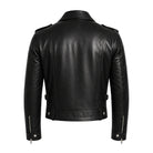 Men's Moto Lightweight Design Black Leather Jacket (Back)
