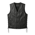Men's Motorcycle Gambler Black Leather Vest