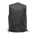 Men's Motorcycle Gambler Black Leather Vest (Back)