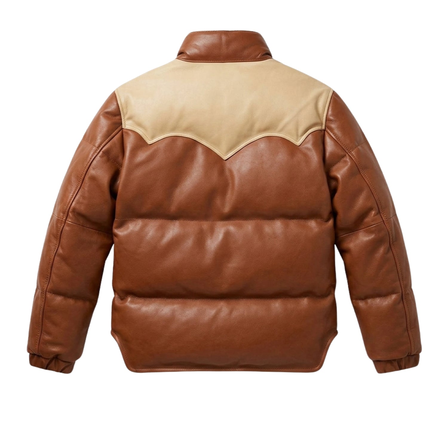 Men's Quilted 70s Style Brown Puffer Jacket (Back)